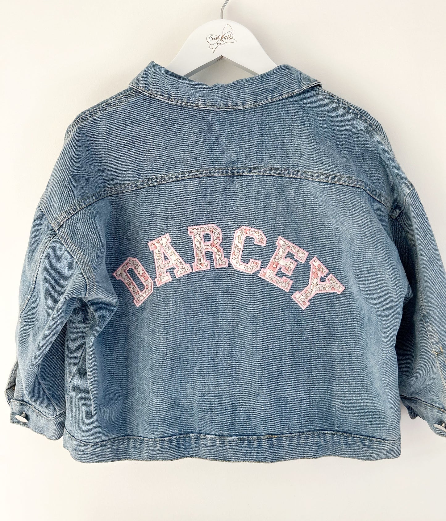 Applique embroidered personalised custom kids denim Jacket