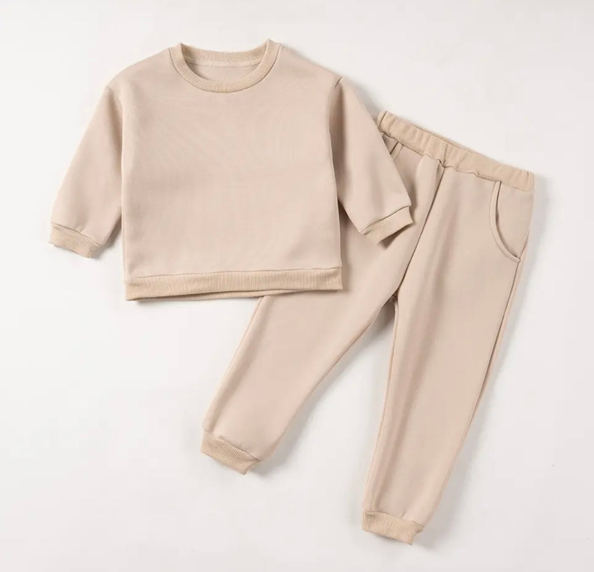 Beige fleece kids tracksuit