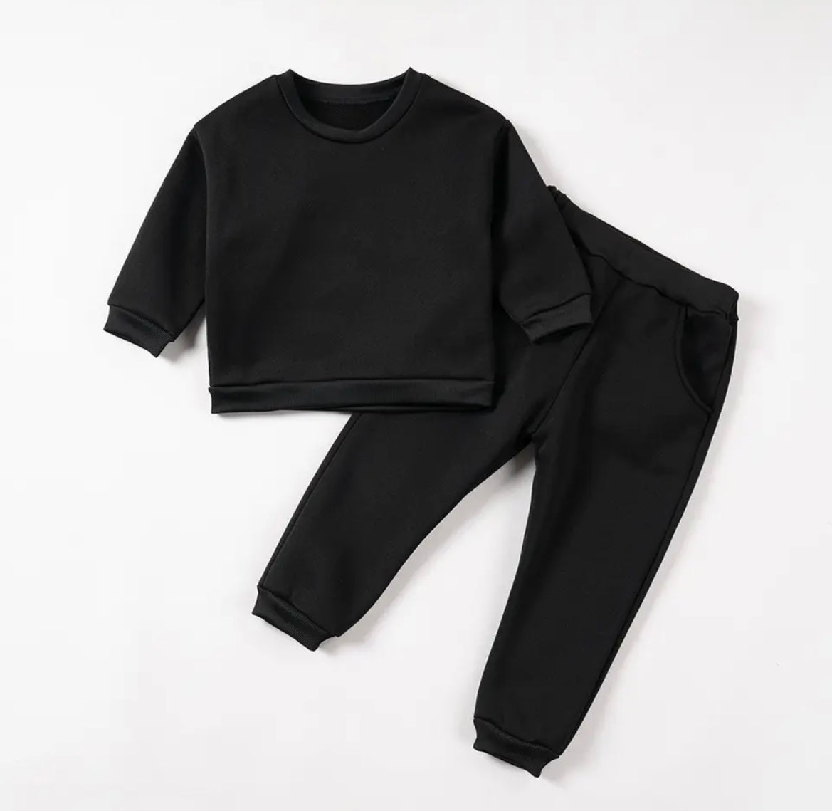 Black fleece kids tracksuit
