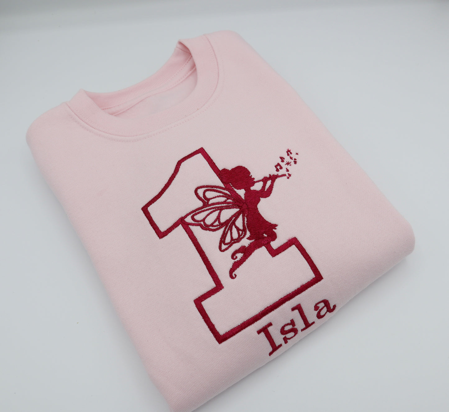 Fairy themed birthday embroidered personalised kids sweater