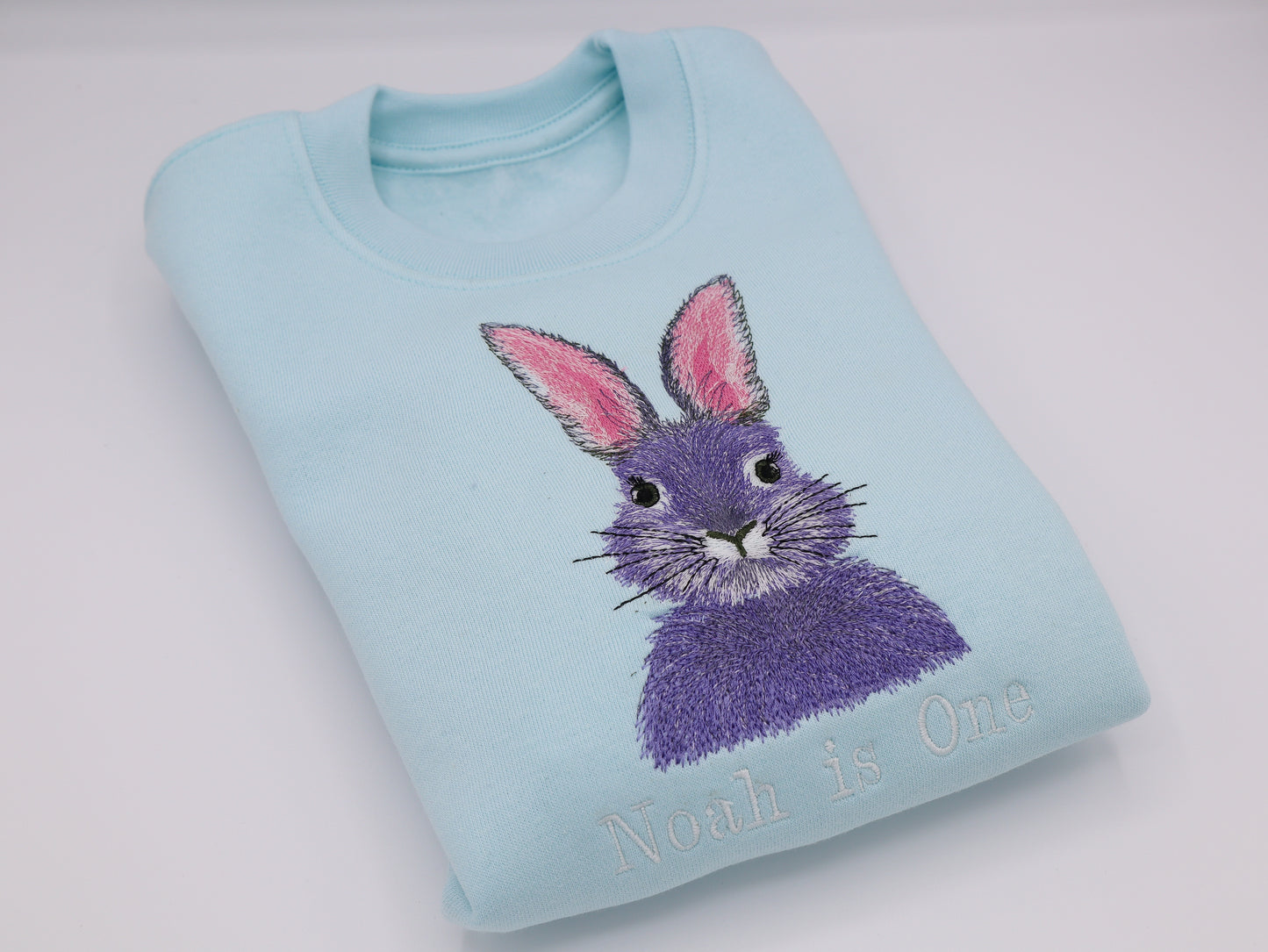 Rabbit birthday embroidered personalised kids sweater