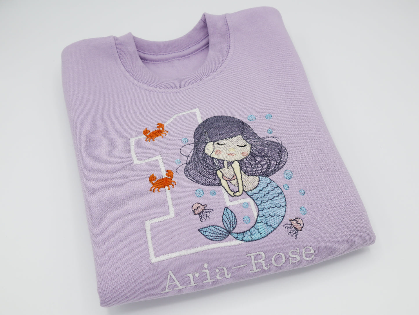 Mermaid birthday girls embroidered personalised sweater