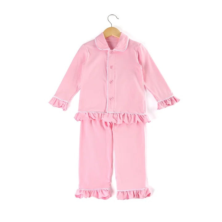 Light Pink Personalised embroidered kids cotton girls and boys pjyamas