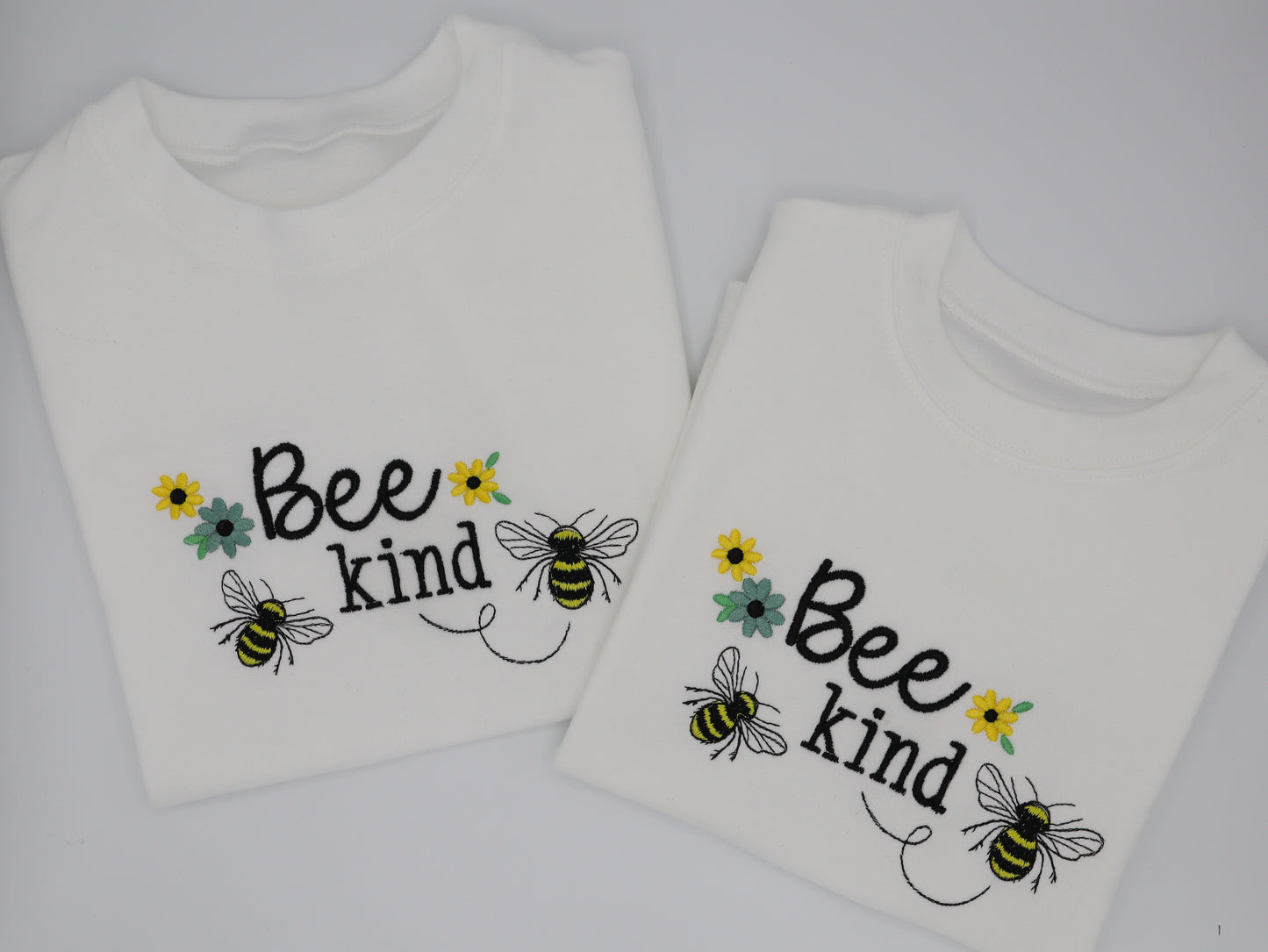 Bee Happy embroidered quote tshirt for kids