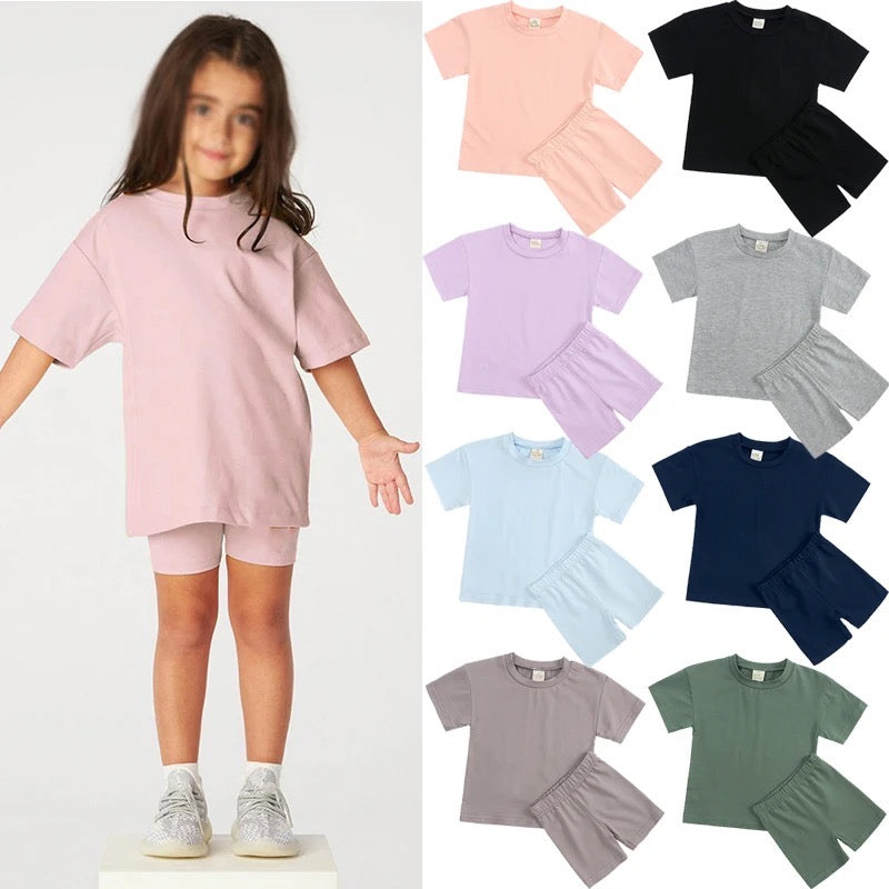 legging short and tshirt sets with personalised embroidery for kids