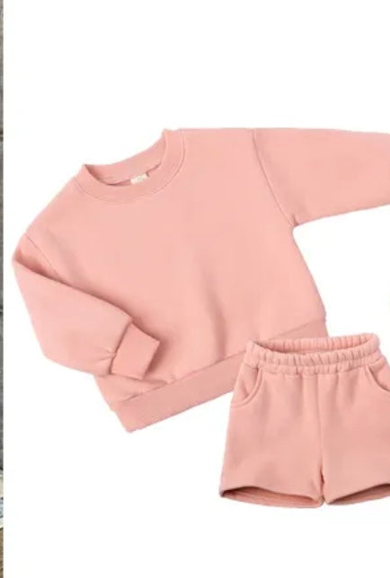 Pink Personalised embroidered kids summer shorts and sweater sets