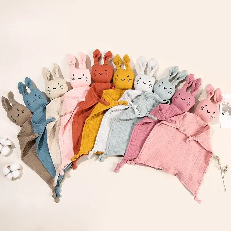 Personalised embroidered bunny baby comforter