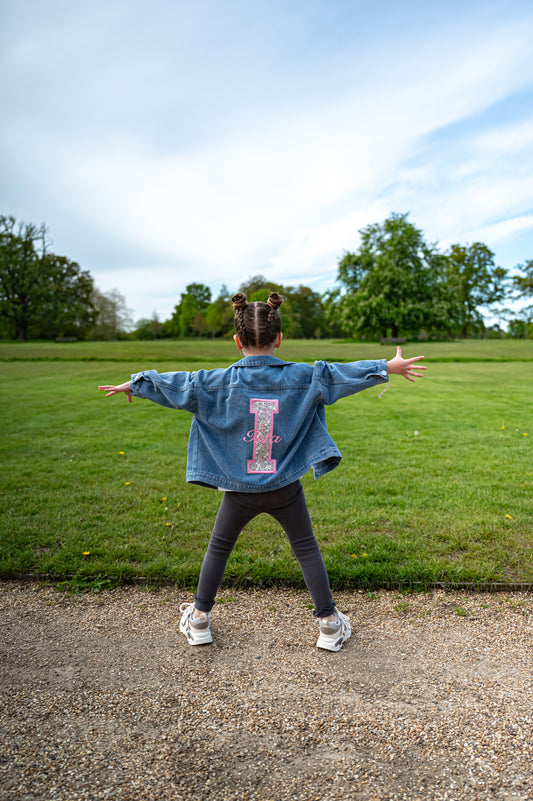 Applique Embroidered personalised denim kids jacket