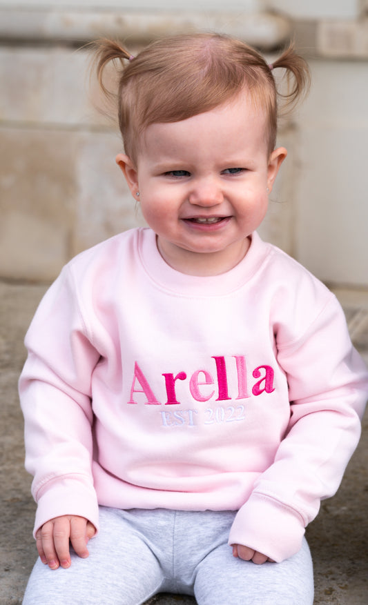 EST in year, Kids personalised embroidered sweaters