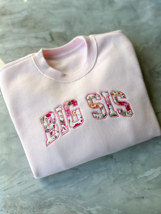 Big Sister applique embroidered kids sweater