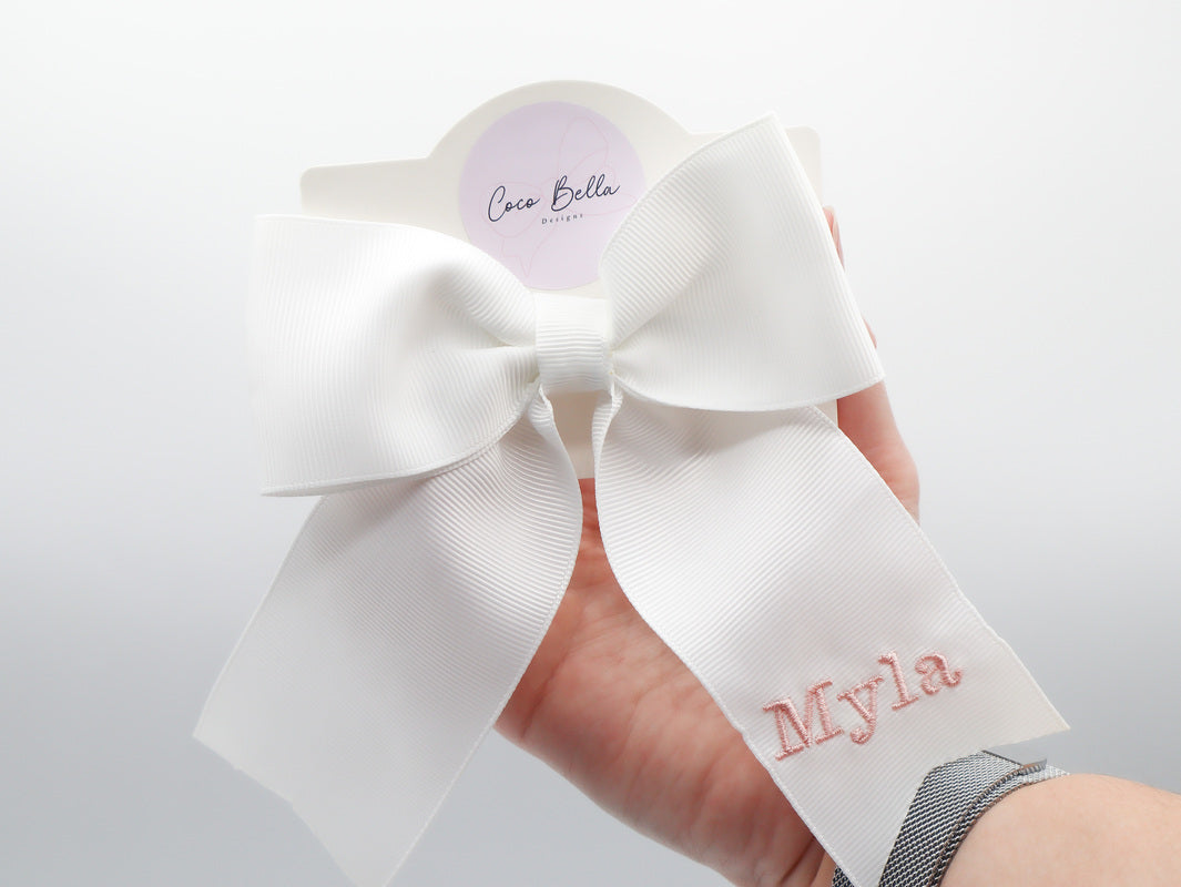 Personalised embroiderd hair bow