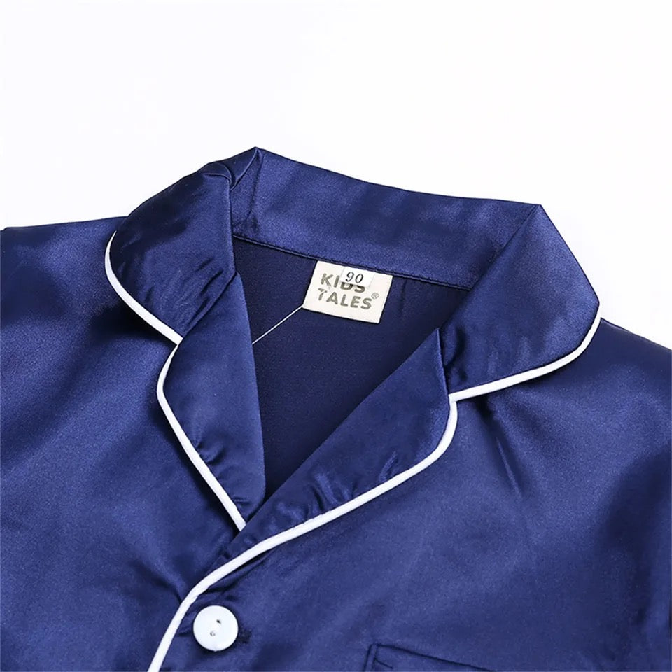 Personalised embroidered kids satin Pjs