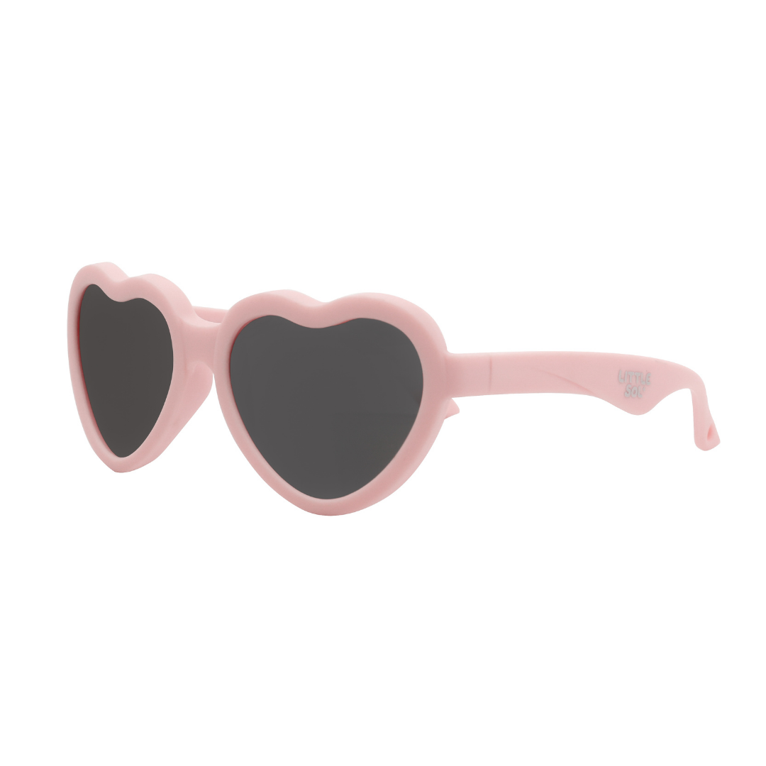 Sun protective kids heart shaped baby sunglasses in rose