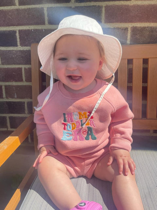 In My toddler era slogan embroidered kids short and sweater summer sets 