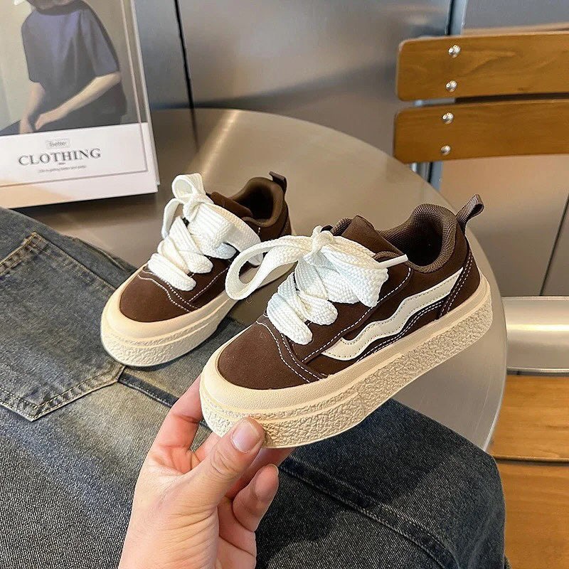 Brown Canvas style Kids Trainers 