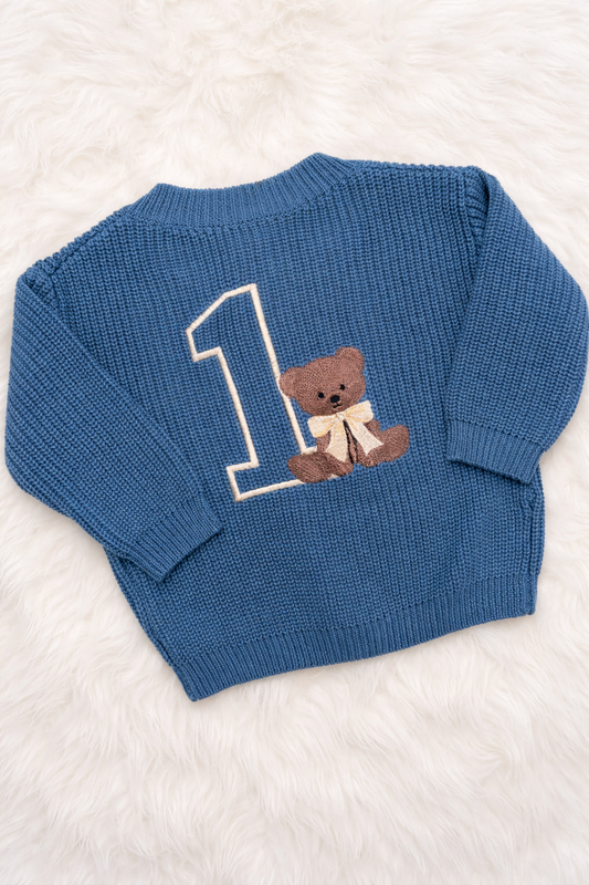 Bear First Birthday Cardigan