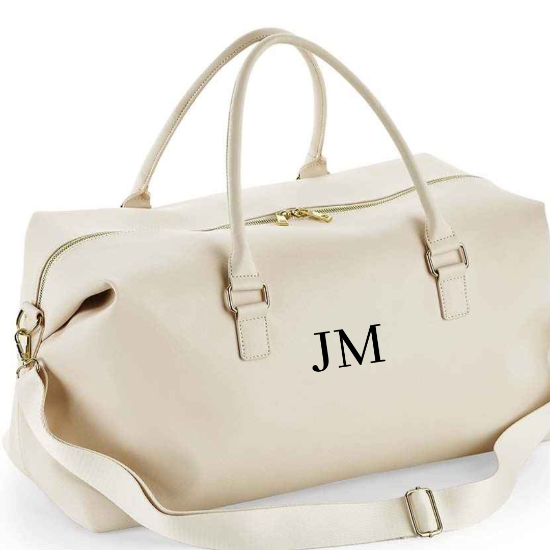 Personalised weekend bag in beige 