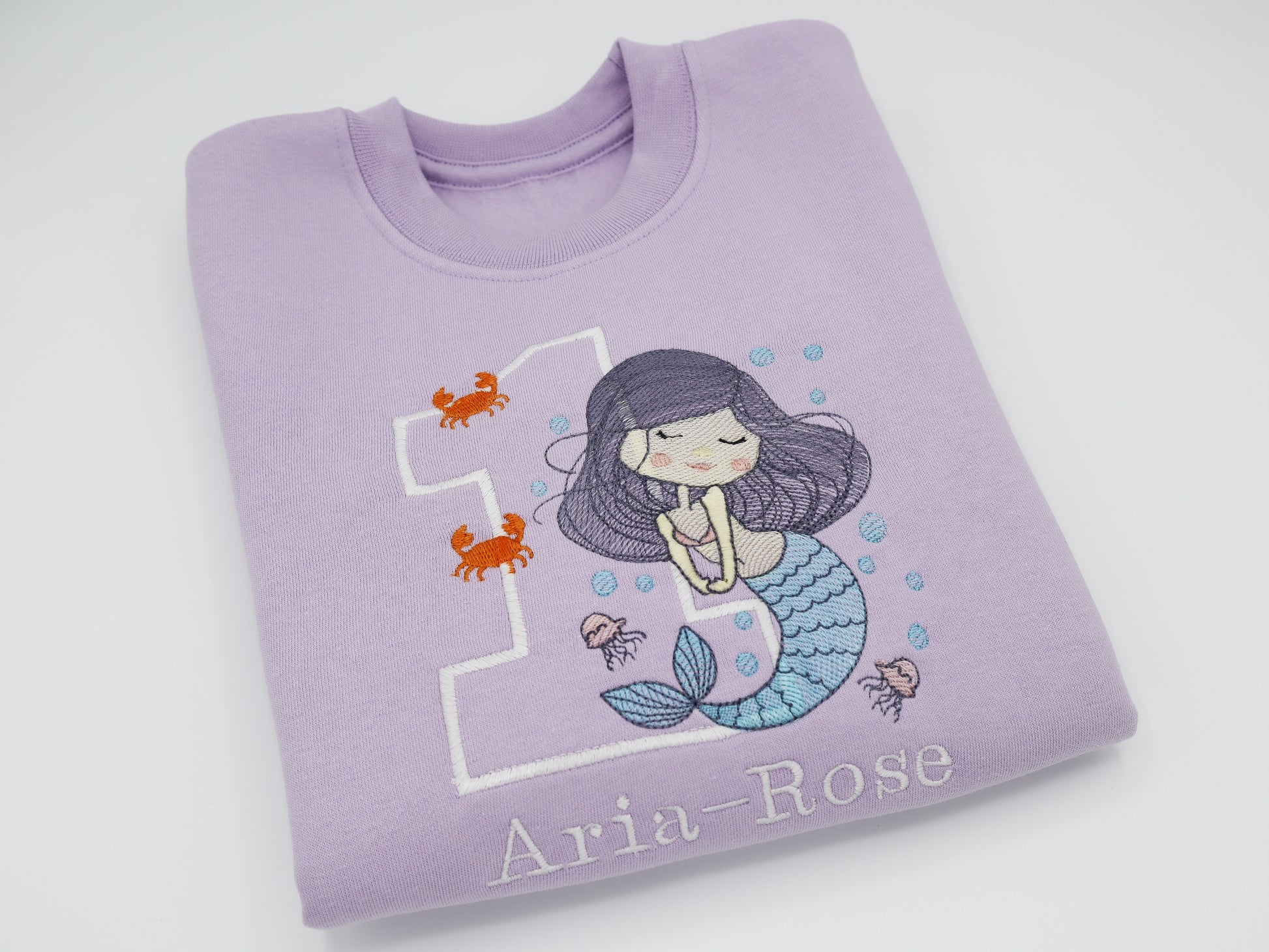 Mermaid birthday girls embroidered personalised sweater 