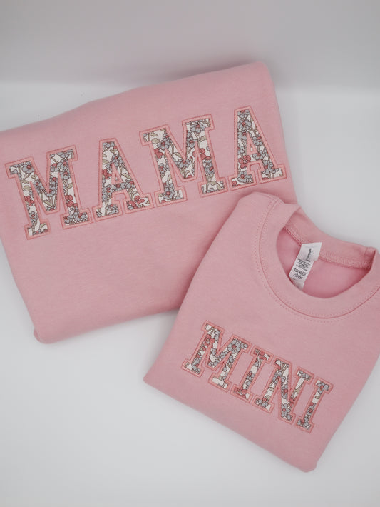 Mama and Mini Applique embroidered matching mum and baby sweater 