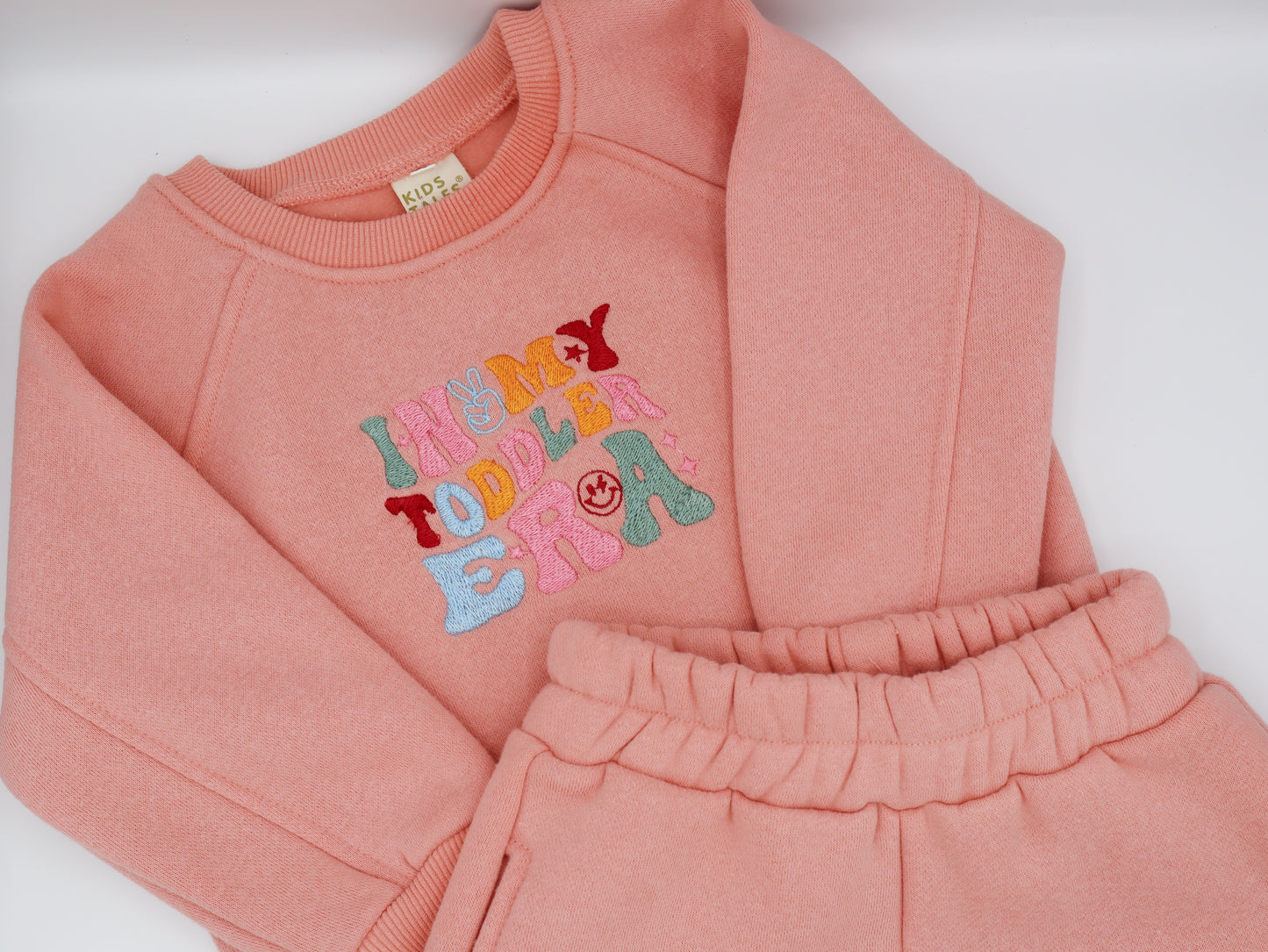 In My toddler era slogan embroidered kids short and sweater summer sets 