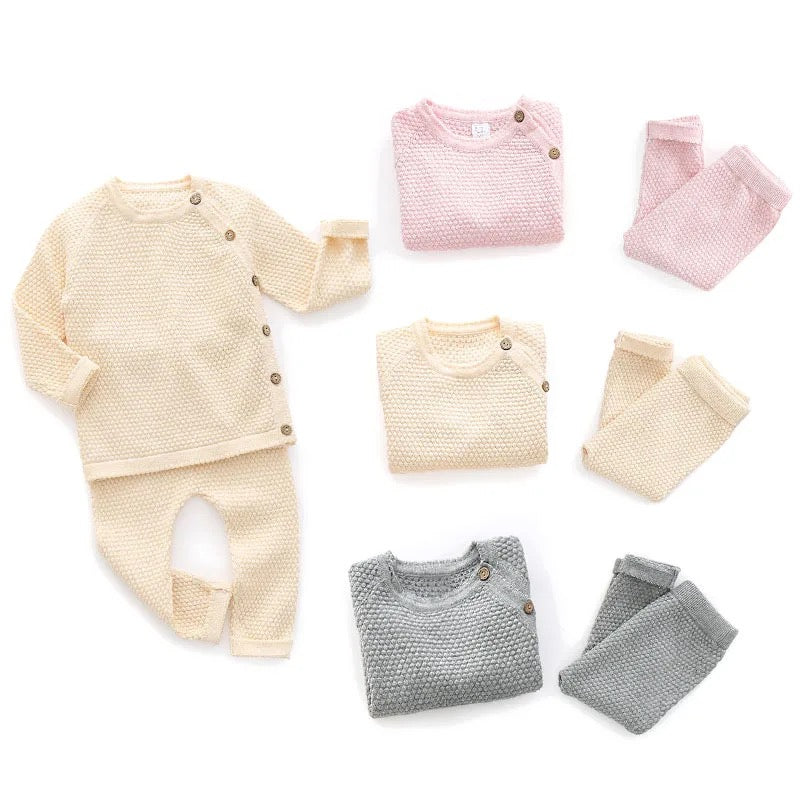 knit like sweater and jogger set for babies and toddlers