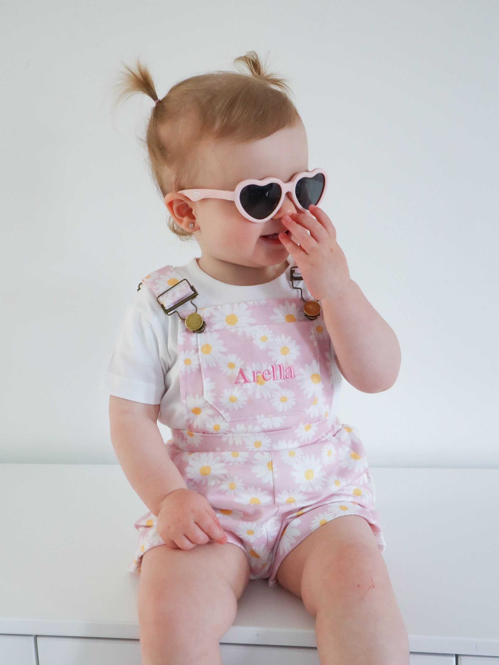 Summer Daisy design kids dungarees, Personalised with embroidery 
