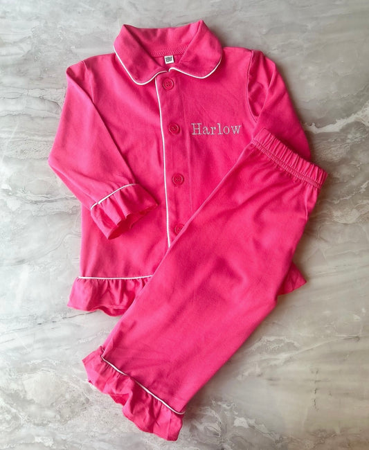 Personalised embroidered kids cotton girls and boys pjyamas 