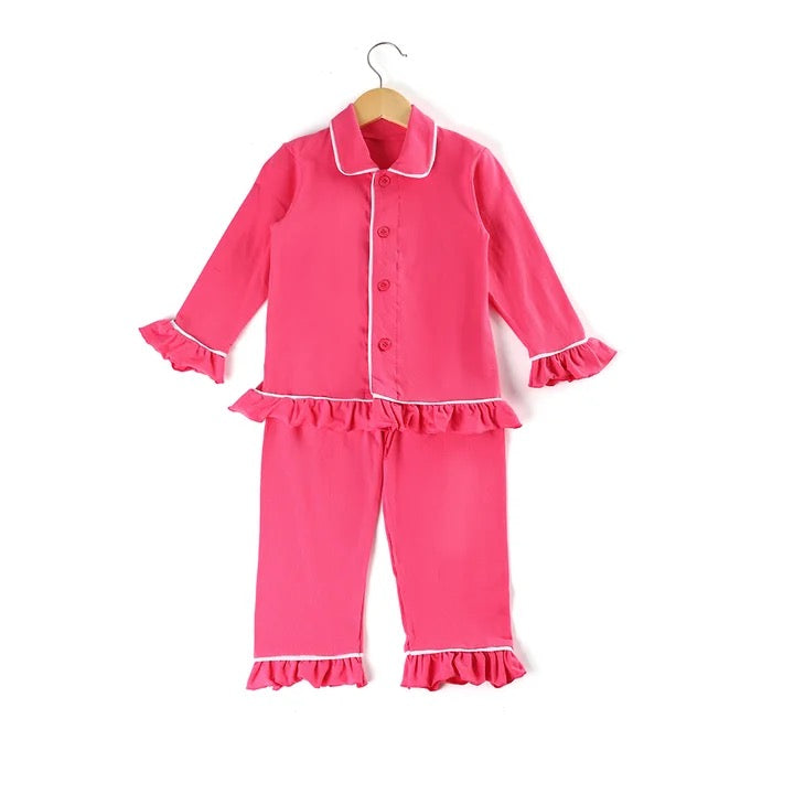 Pink Personalised embroidered kids cotton girls and boys pjyamas 