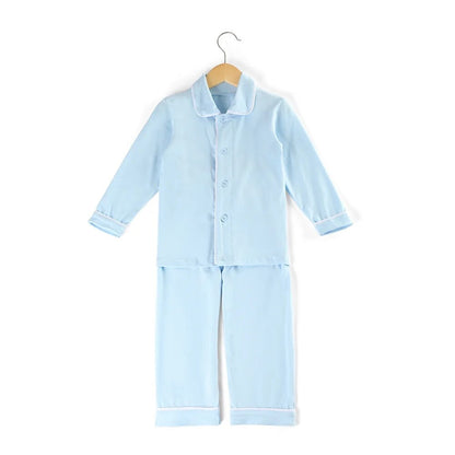 Blue Personalised embroidered kids cotton girls and boys pjyamas 
