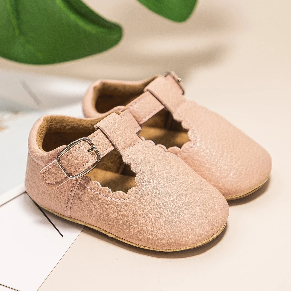 Pink personalised baby soft soled shoes 