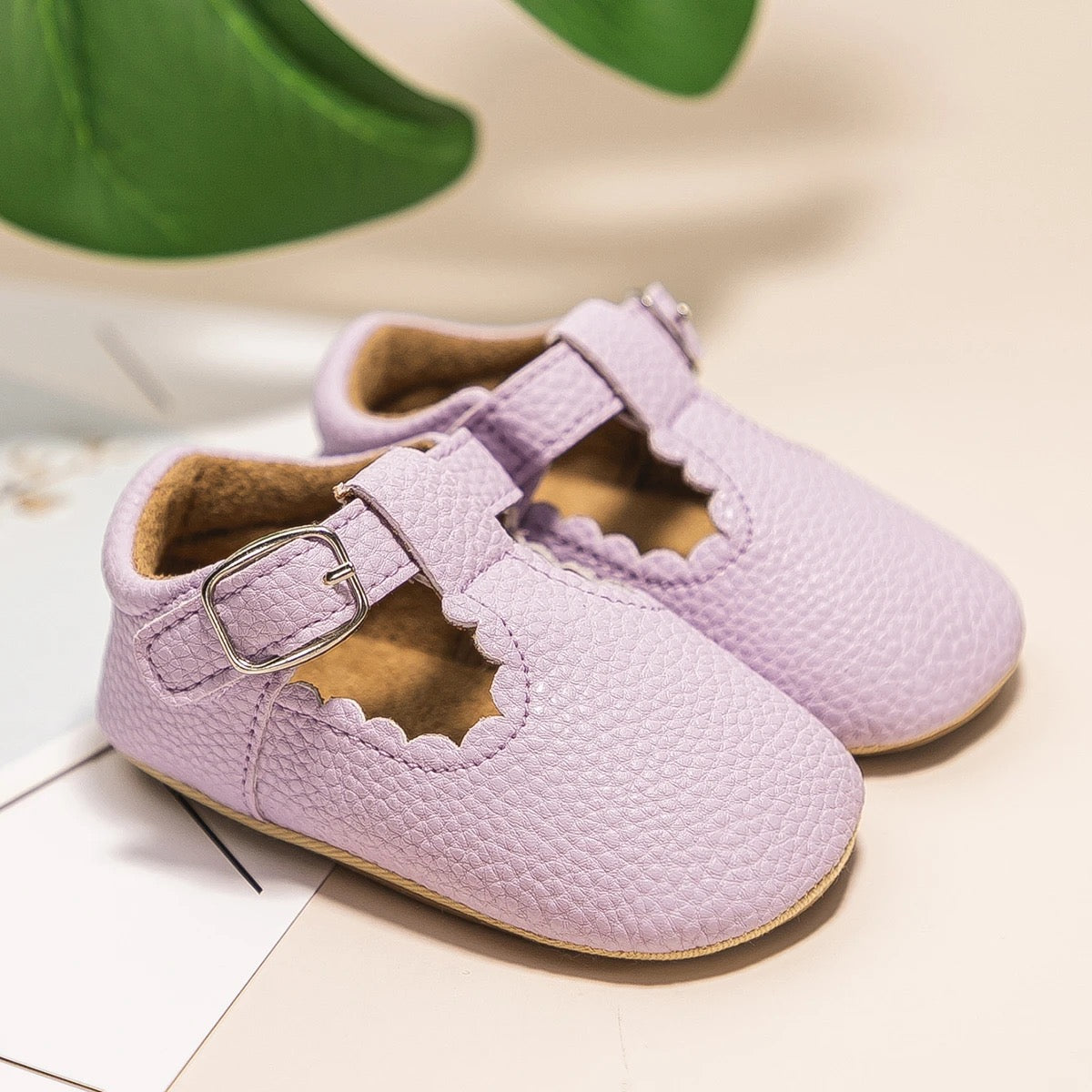 Purple personalised baby soft soled shoes 