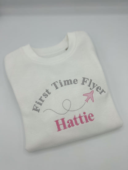 First time flyer personalised sweater 