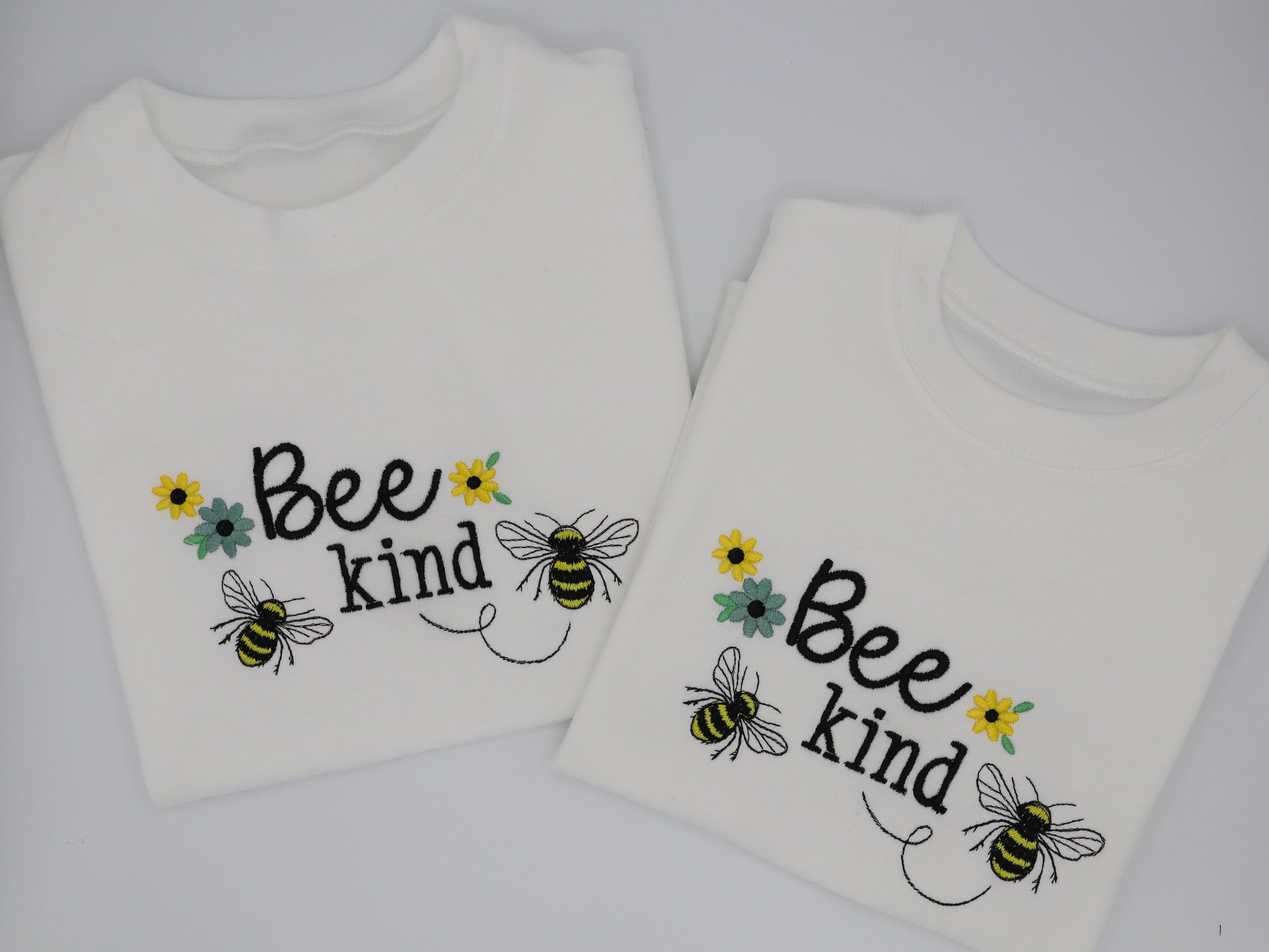 Bee Happy embroidered quote tshirt for kids 