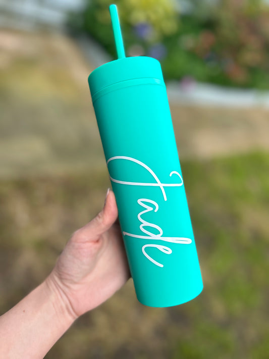 Mint Personalised tumbler with straw 