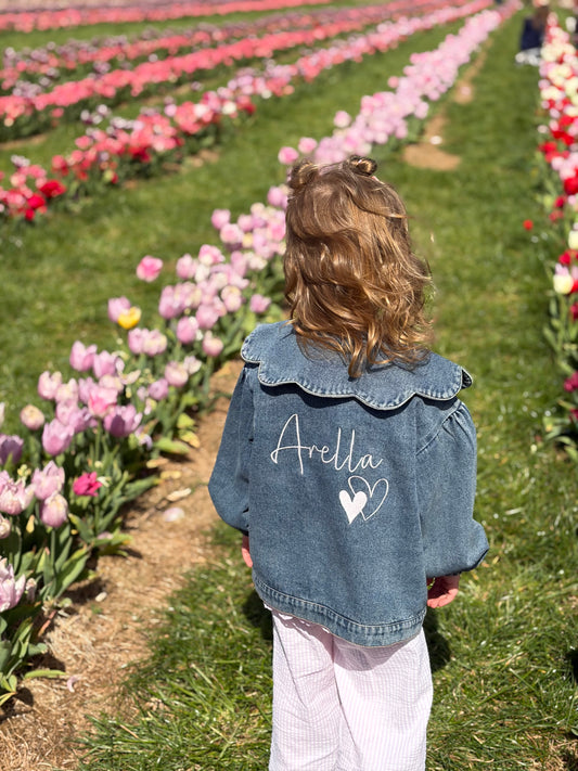 Scallop Collared personalised kids Denim Jacket