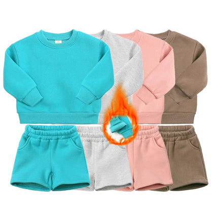 Personalised embroidered kids summer shorts and sweater sets 