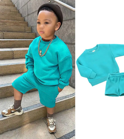 Aqua Personalised embroidered kids summer shorts and sweater sets 