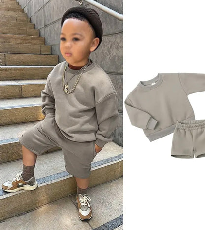Personalised embroidered kids summer shorts and sweater sets 