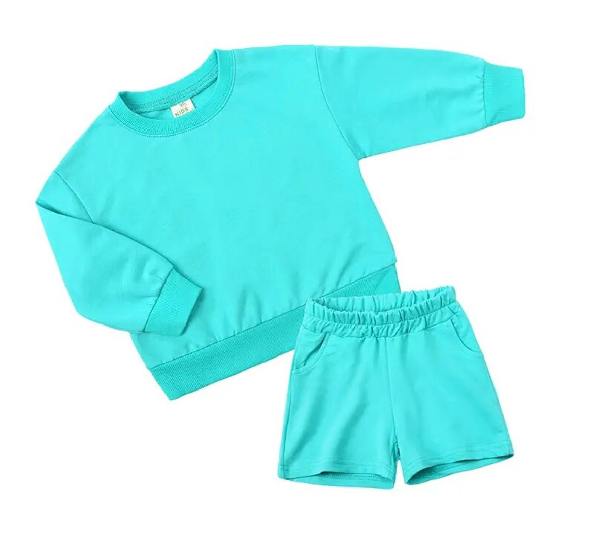 Aqua Personalised embroidered kids summer shorts and sweater sets 