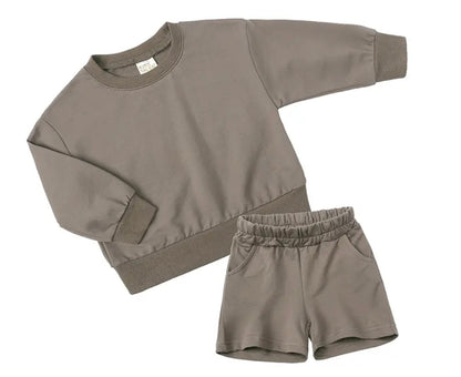 Personalised embroidered kids summer shorts and sweater sets 