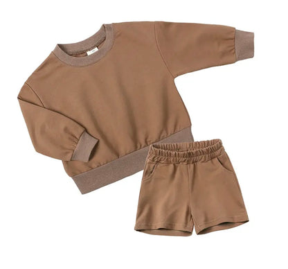 Personalised embroidered kids summer shorts and sweater sets 