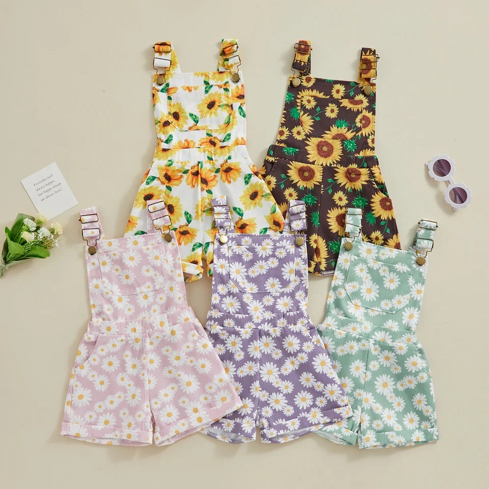 Summer Daisy design kids dungarees, Personalised with embroidery 