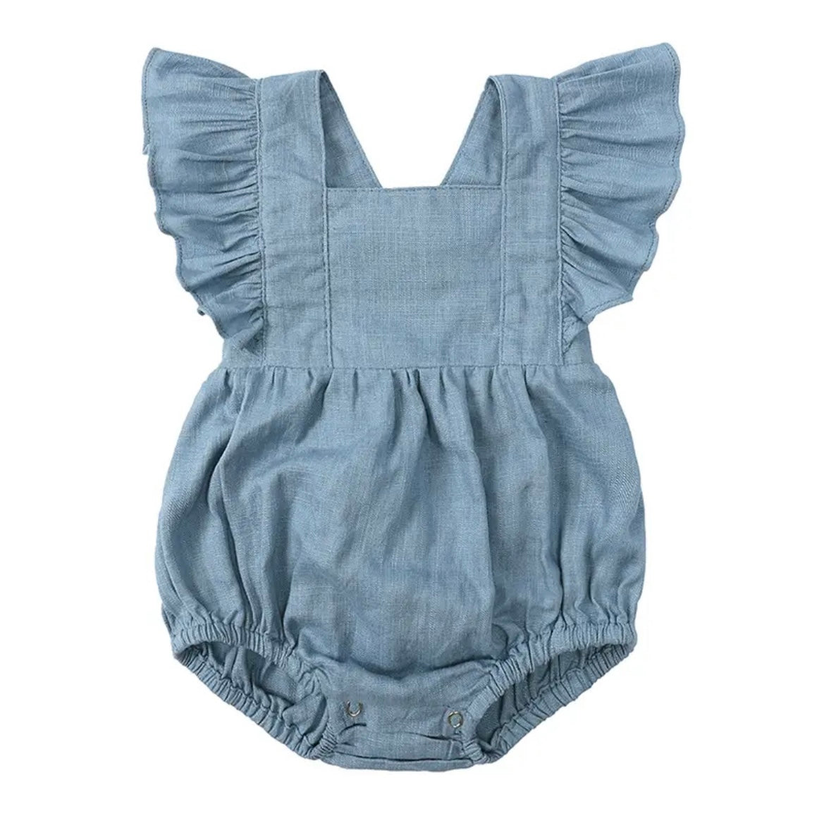 personalised embroidered baby girls romper in blue 