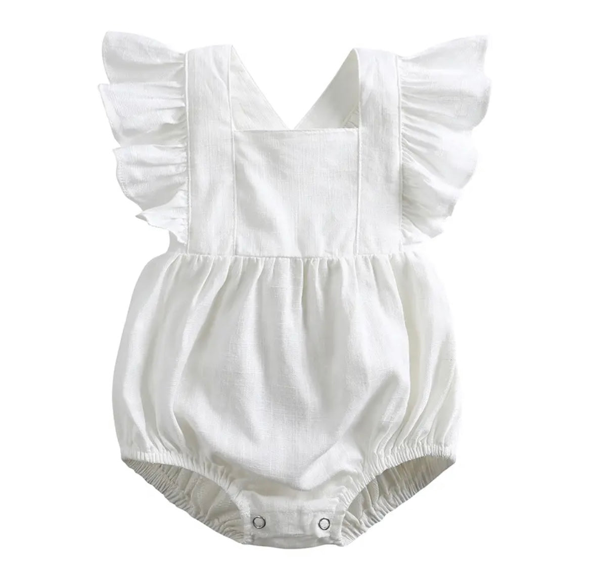 personalised embroidered baby girls romper in white 