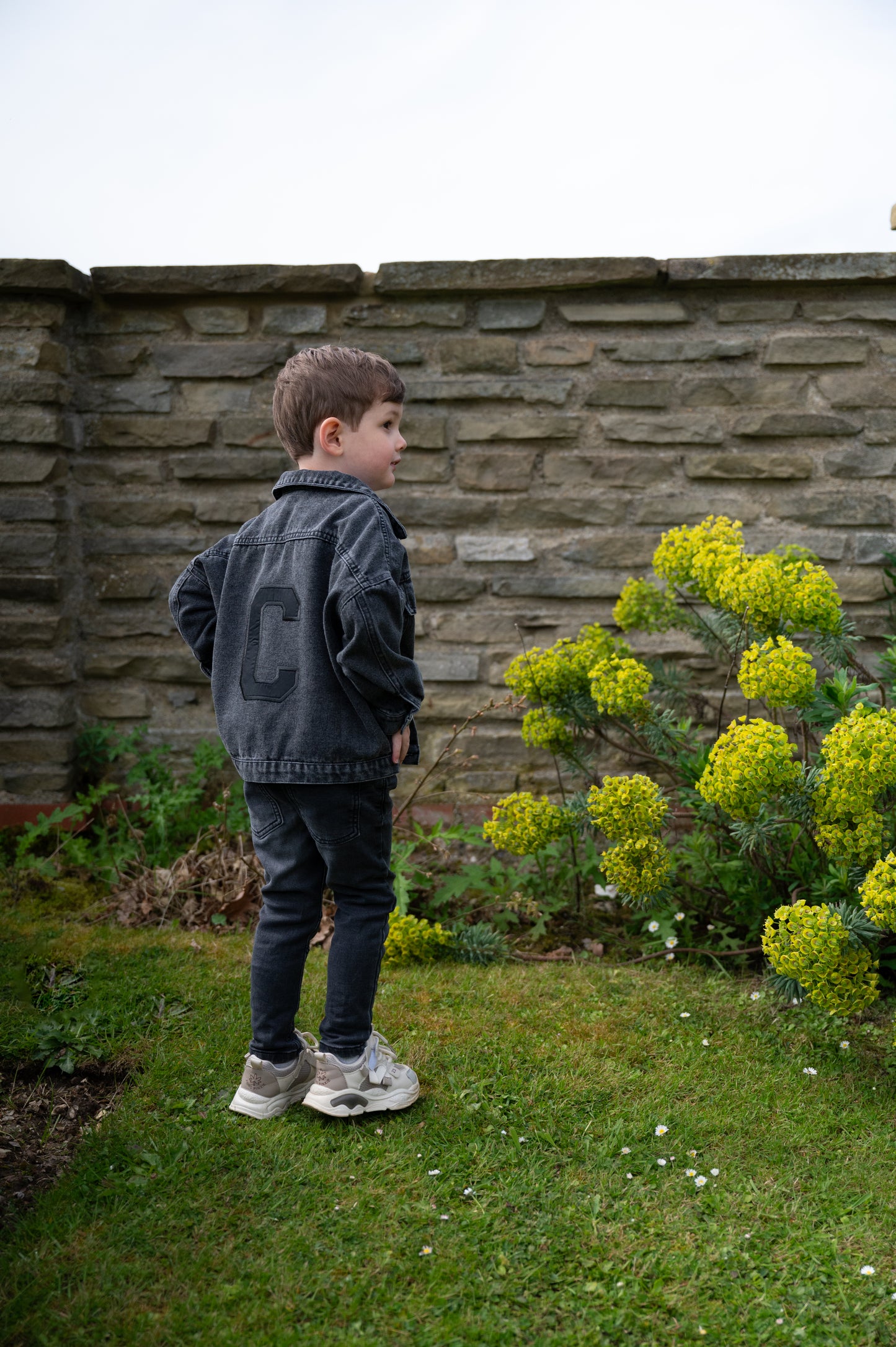 Applique Embroidered personalised denim kids jacket 