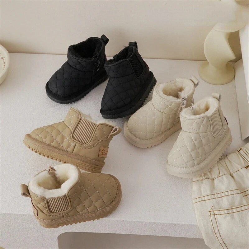 Quilted fur toddler and kids boots 