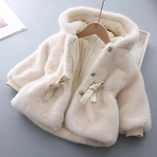 white winter fluffy toddler and kids coat