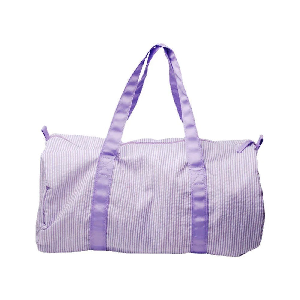 Embroidered Personalised Purple Striped kids duffle bag