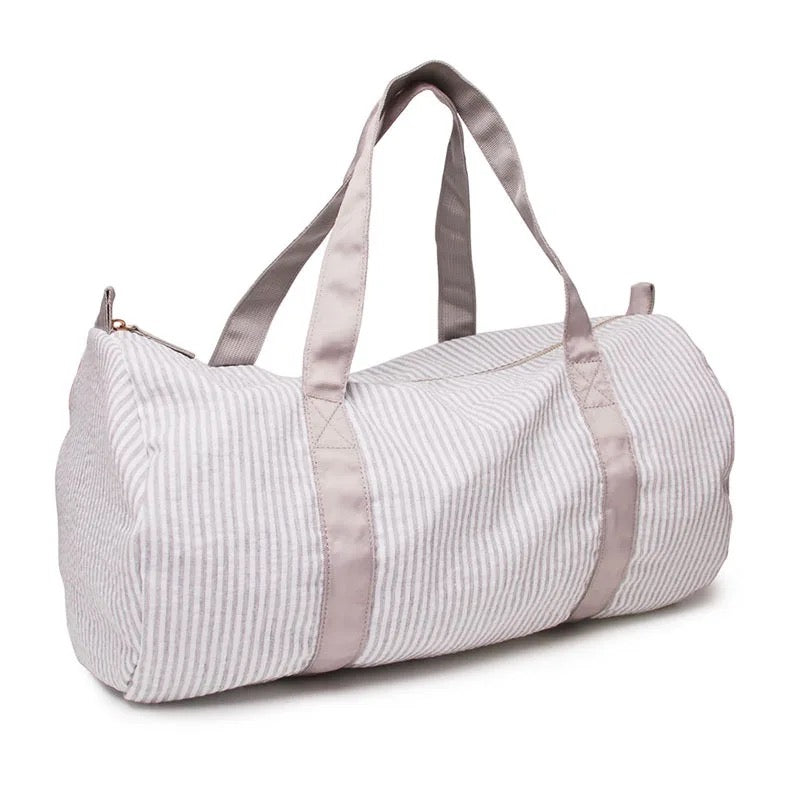 Embroidered Personalised Grey Striped kids duffle bag