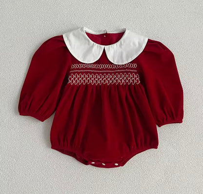 Embroidered Baby Smocked Romper
